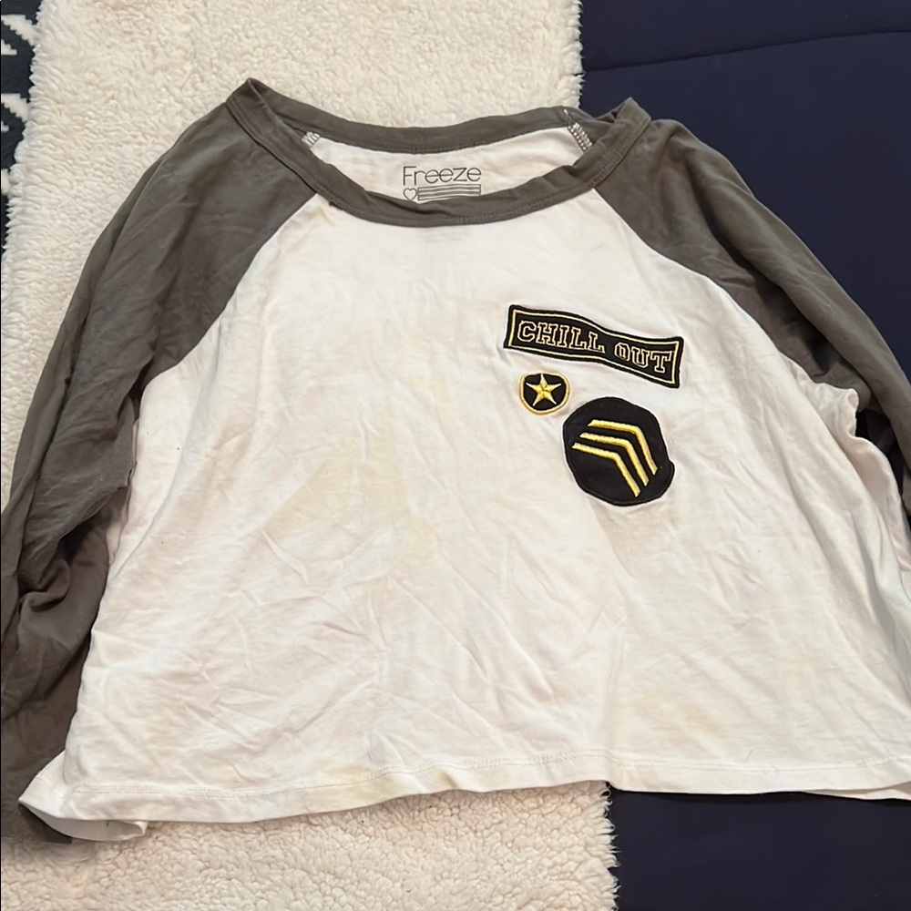 Freeze Gray and White 3/4  Sleeve Tee